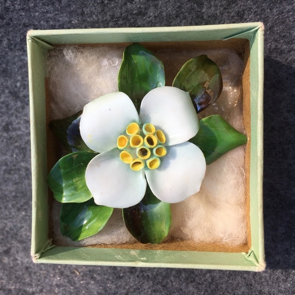 Vtg Cara China Staffordshire Brooch Pin Dogwood - Picture 5 of 12